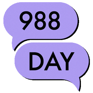 2 chat bubbles with animated drop shadow. They read: 988 and Day