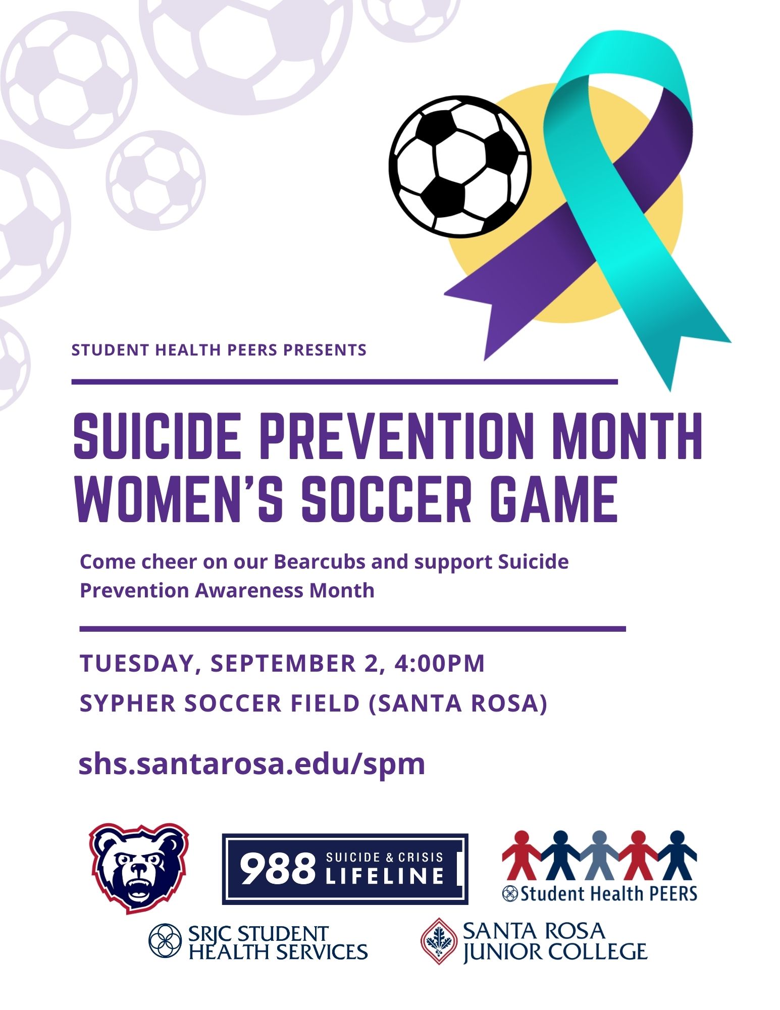 Suicide Prevention Month Women's Soccer Game Flyer