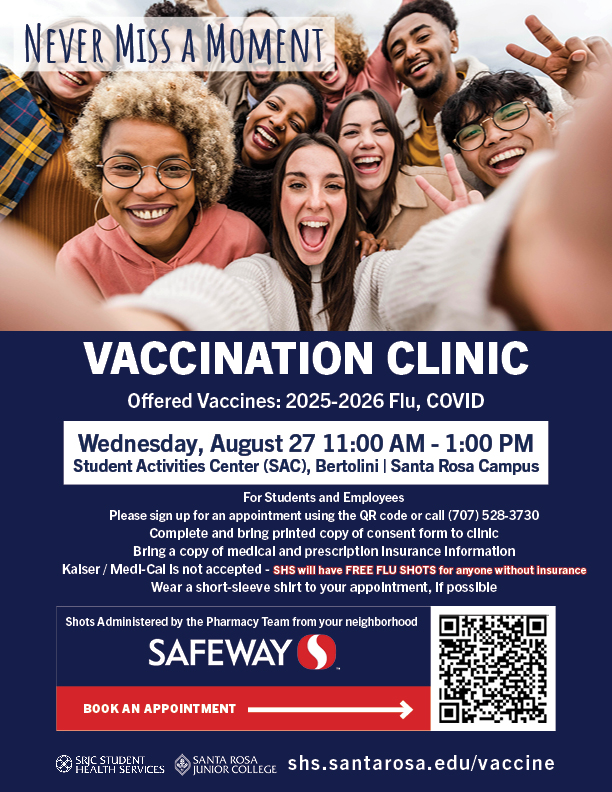 VACCINATION CLINIC Wednesday, August 27 11:00 AM - 1:00 PM