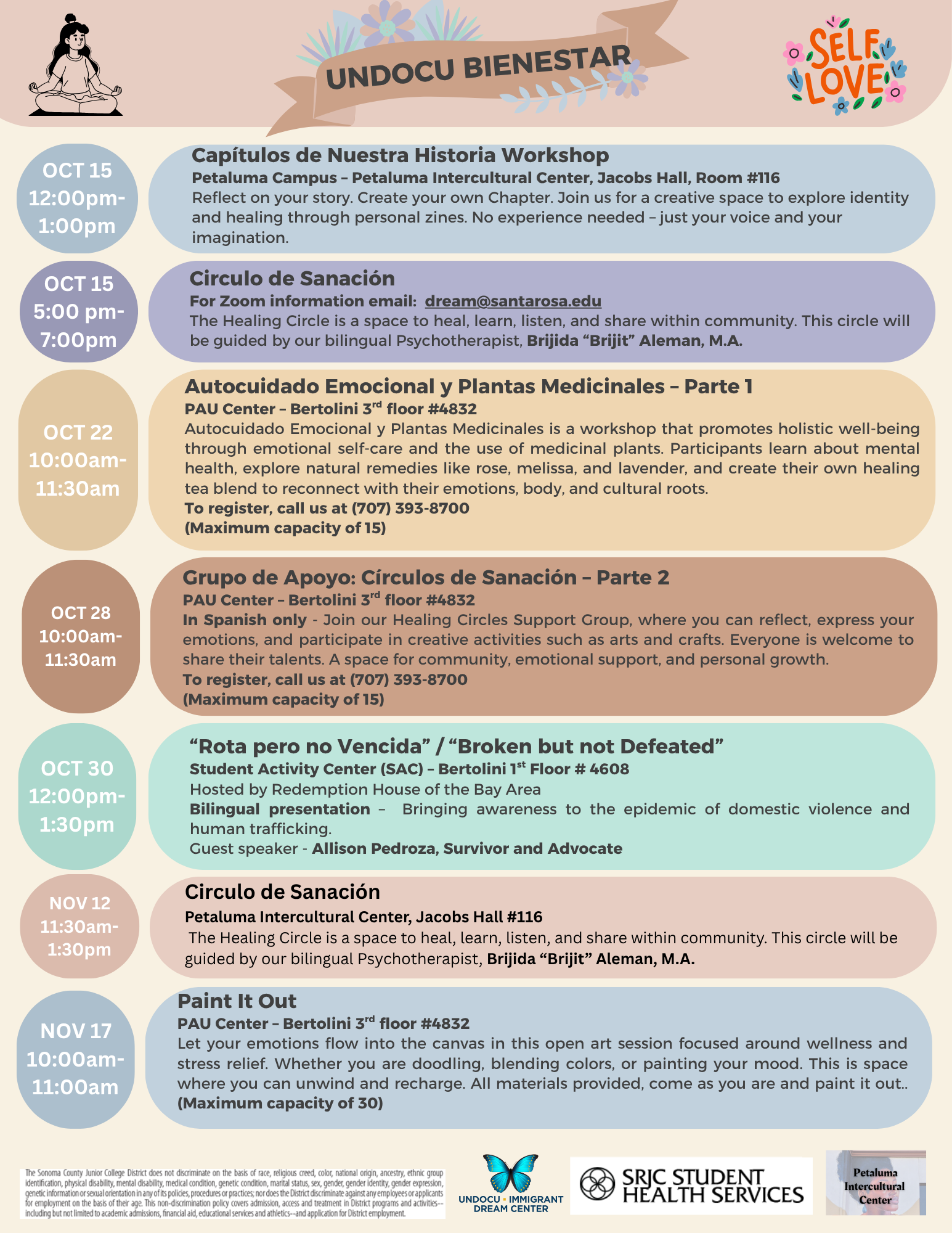 List of Fall Events from Undocu-immigrant-Dream Center