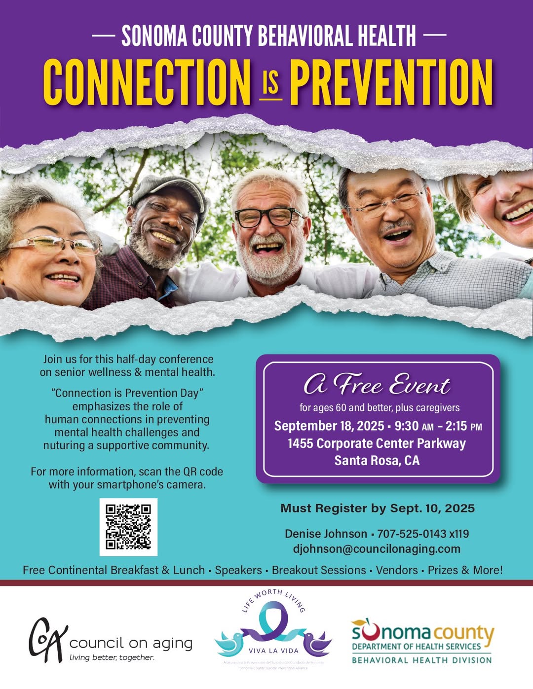 Connection is Prevention Flyer, which shows a group of people smiling