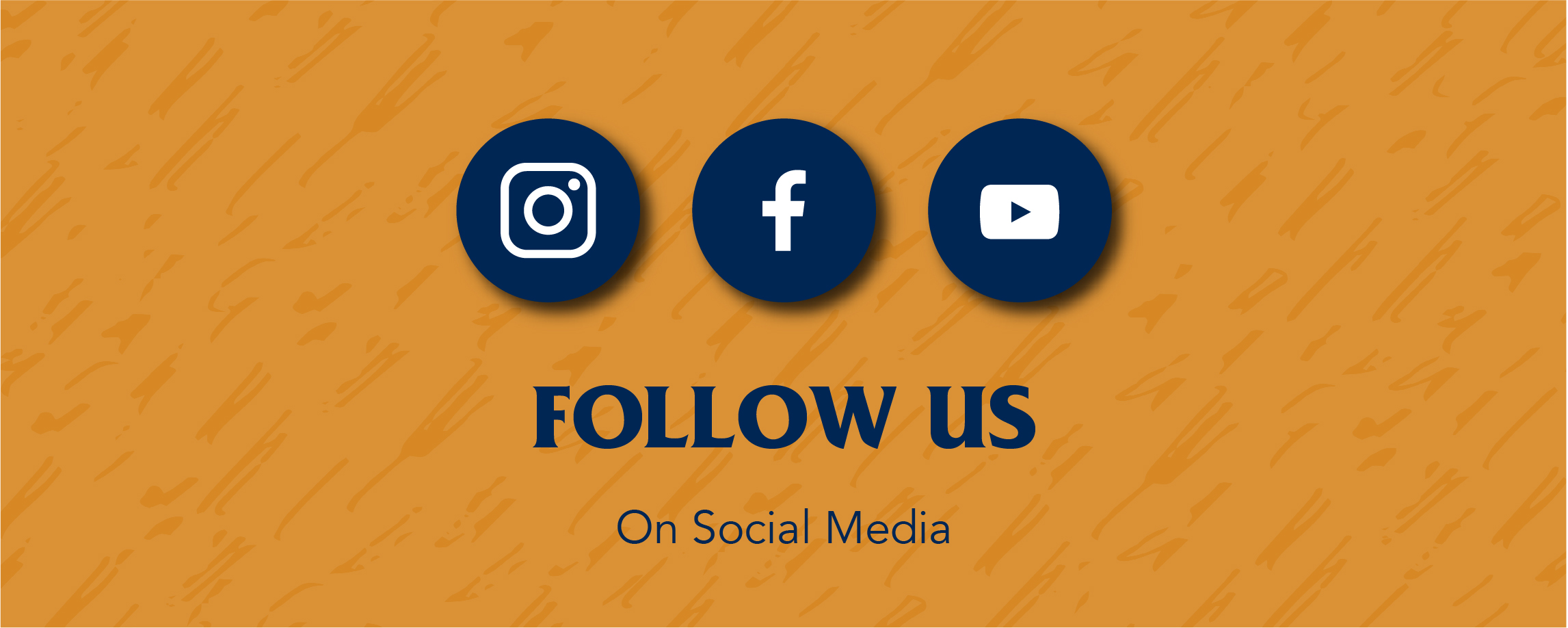 Banner that reads: Follow us - had You Tube, Instagram and Facebook Logos