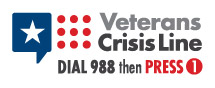 Veterans Crisis Line Logo that features an american flag, but the stars section is a rectangular chat bubble and the stripes next to it are instead a grid of dots that is reminiscent of a phone keypad.